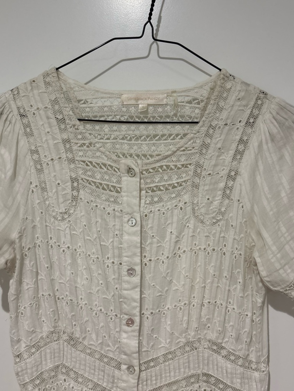 LoveShackFancy Ivory Lace Button-Front Maxi Dress - Picture 2 of 3